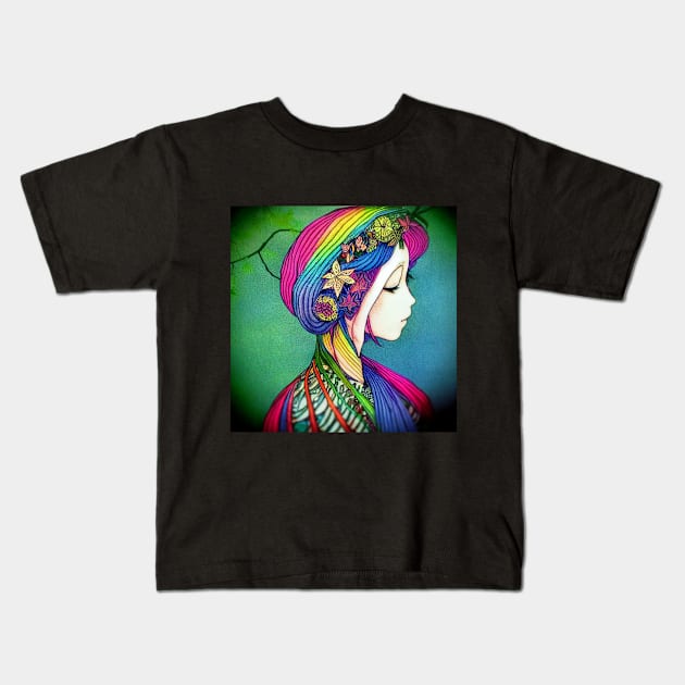 Japanese Woman Geisha - Enhance Creative - Colourful Artwork Kids T-Shirt by Wear it Proudly